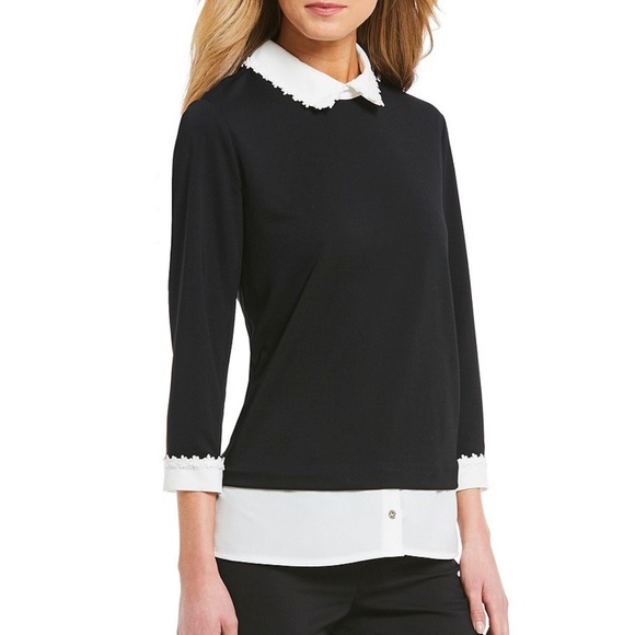 Karl Lagerfeld Tops - NWOT-Karl Lagerfeld Paris Knit Twofer Top